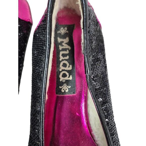 Mudd Mouse Cat Face Pink Black Sequined Ballet Flats Womens Size 9.5M Shoes - Picture 3 of 6